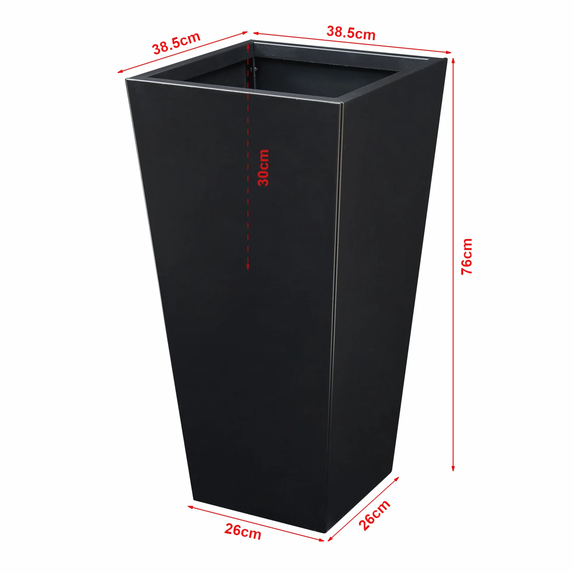 casa.pro Bac à Plantes Jardinière Acier 76 x 39 x 39 cm Noir avec Trou de Drainage Extérieur Intérieur