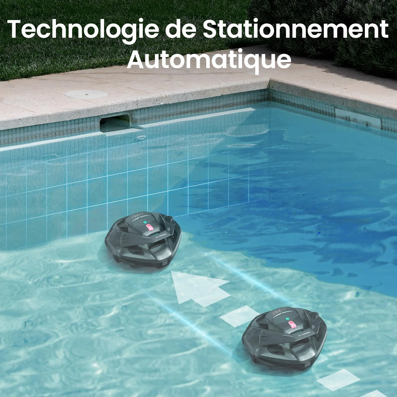 AIPER Robot Piscine sans Fil, Aspirateur pour Piscines jusqu'à 80 m², 90 Minutes Autonomie, Deux Moteurs