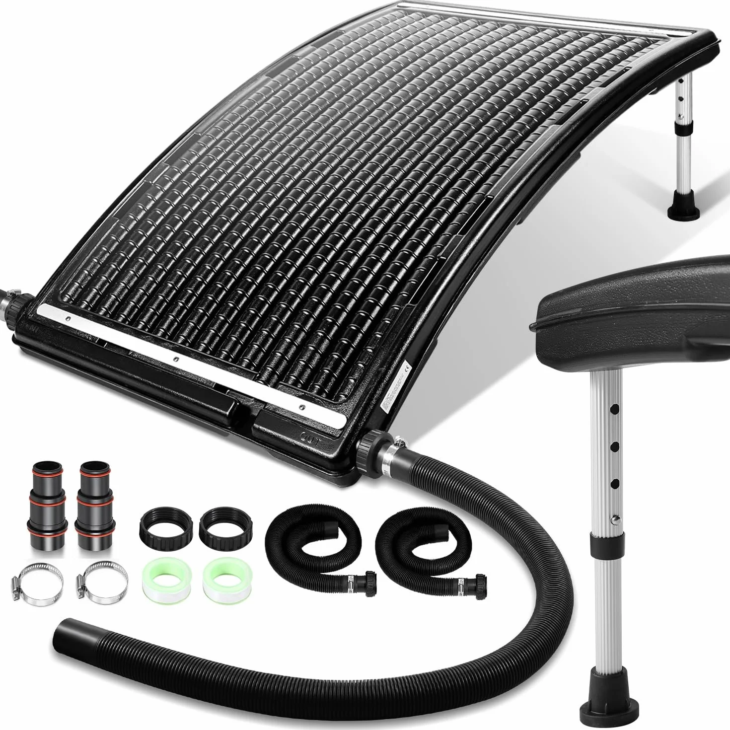 Chauffage solaire de piscine - 110 x 65 x 15 cm - Panneau solaire - 10 000 l/h - Connexion 38-40 mm - Extensible - Installation solaire pour eau chaude, douche de jardin, piscine