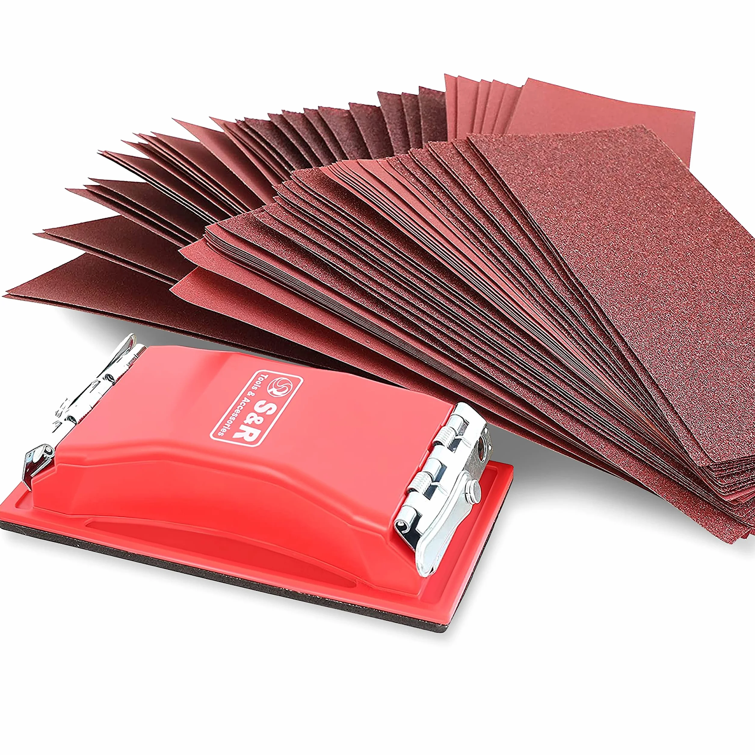 S&R Papier à Poncer 80 Papier de Verre Ponceuse Bloc de Ponçage 10 Feuilles Abrasives 93 x 230 mm