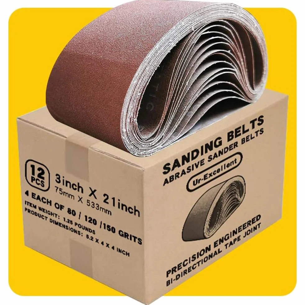 Bande Abrasive 75 x 533mm Bande de Ponceuse Mixte 4 Grains 80/120/150 12 Pièces