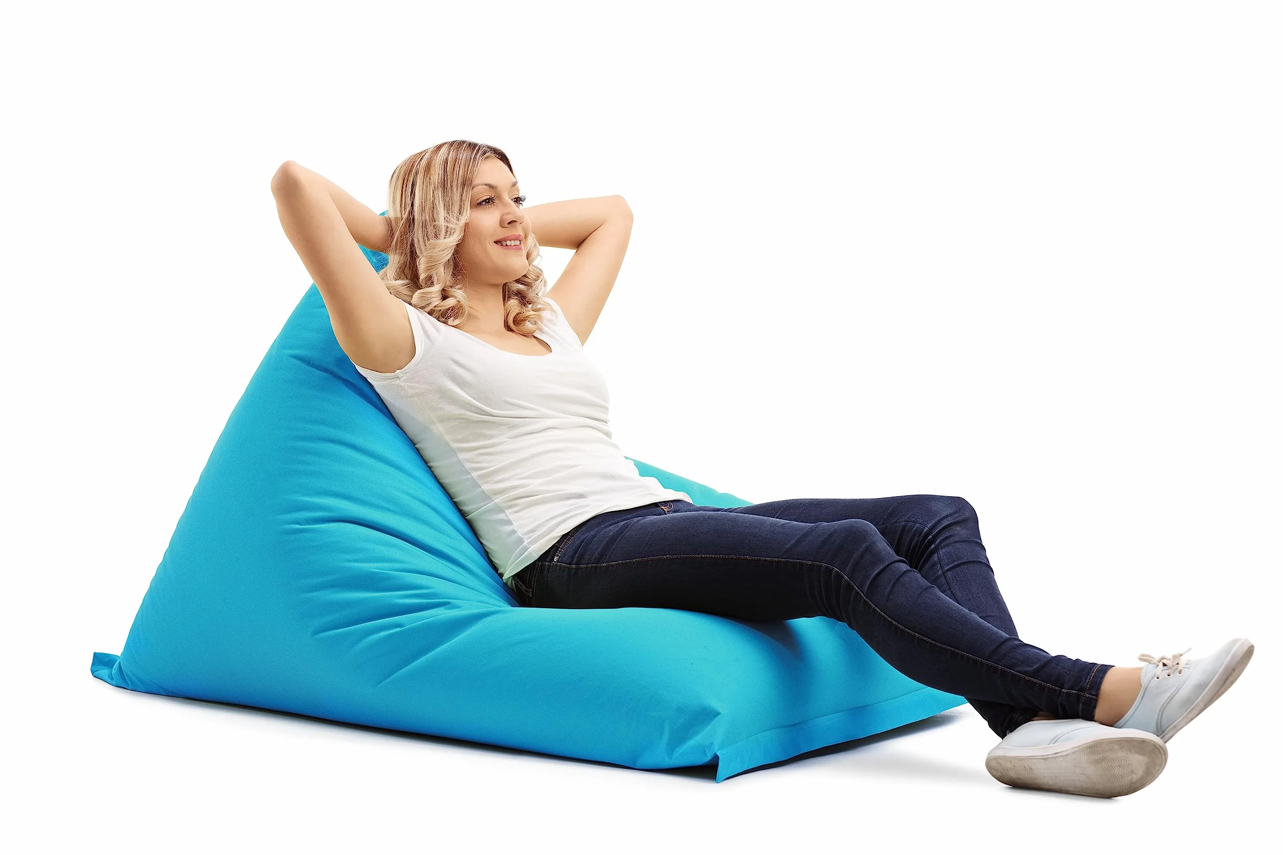 Epsilon Pouf Rectangulaire Bleu XXL 140x110cm Waterproof Anti UV d'Intérieur Extérieur