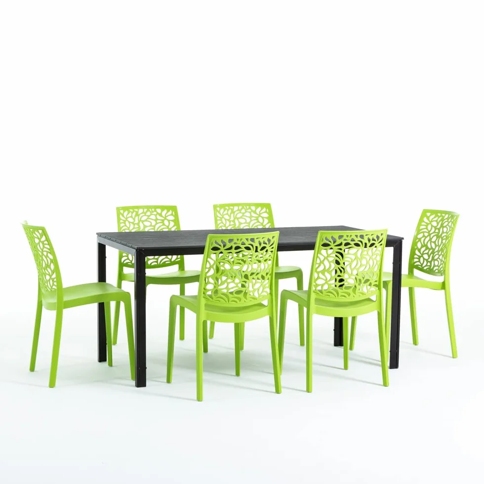Chaises en résine Fibre de Verre empilables Anna Citron Vert 4 pièces
