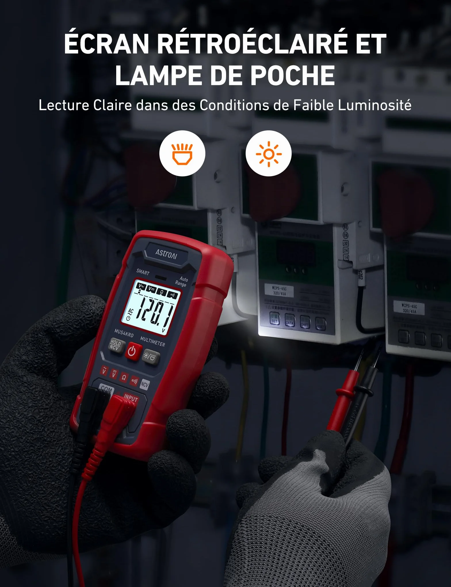 AstroAI Multimètre Numérique Intelligent 4000 Comptes, Voltmètre Précis, Gamme Automatique AC/DC, Tension sans Contact