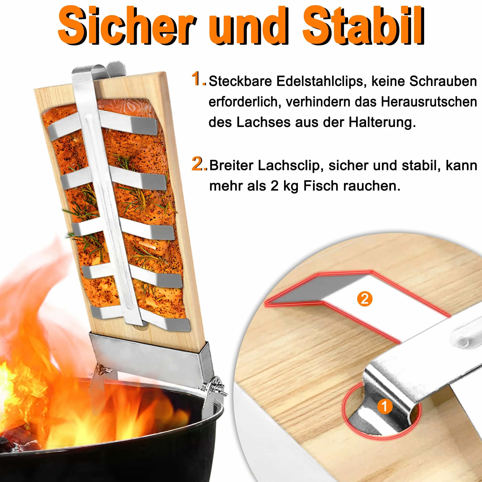 Lot de 4 planches à saumon flammé en acier inoxydable, support réglable 5 niveaux, planche à fumer en cèdre pour barbecue