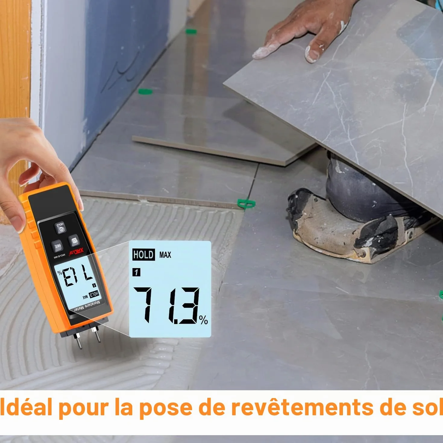 XRCLIF Testeur Humidité Mur & Bois, Compteur de fuites, Détecteur Teneur en eau avec Rétroéclairage LCD