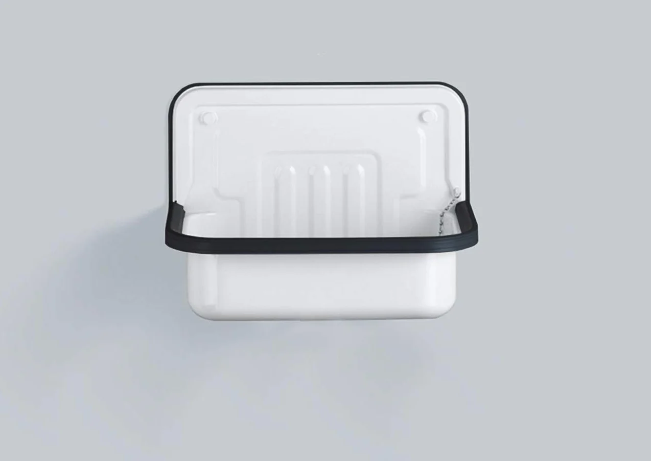 Alape Évier en acier émaillé blanc 50,5 cm lavabo cave buanderie sans trou robinet sans trop-plein