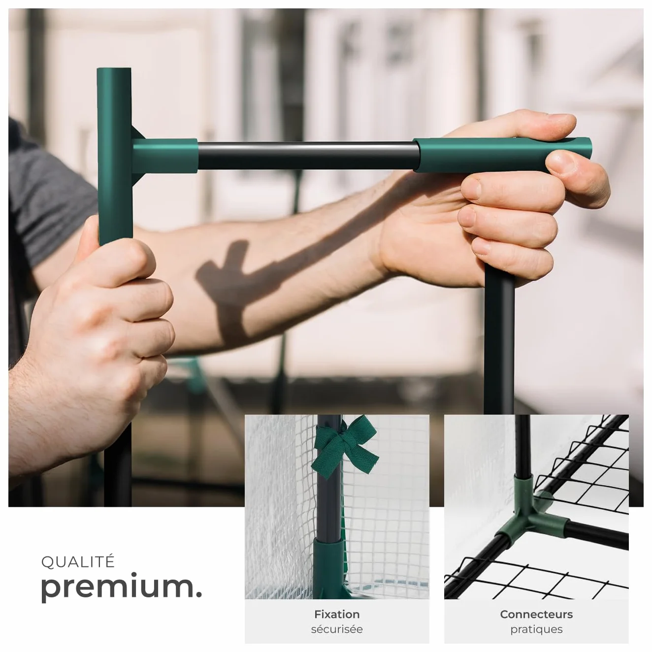 tectake Serre de Jardin Acier Thermo-Laqué Plastique Anti UV 4 Grilles métal 186x120x190cm