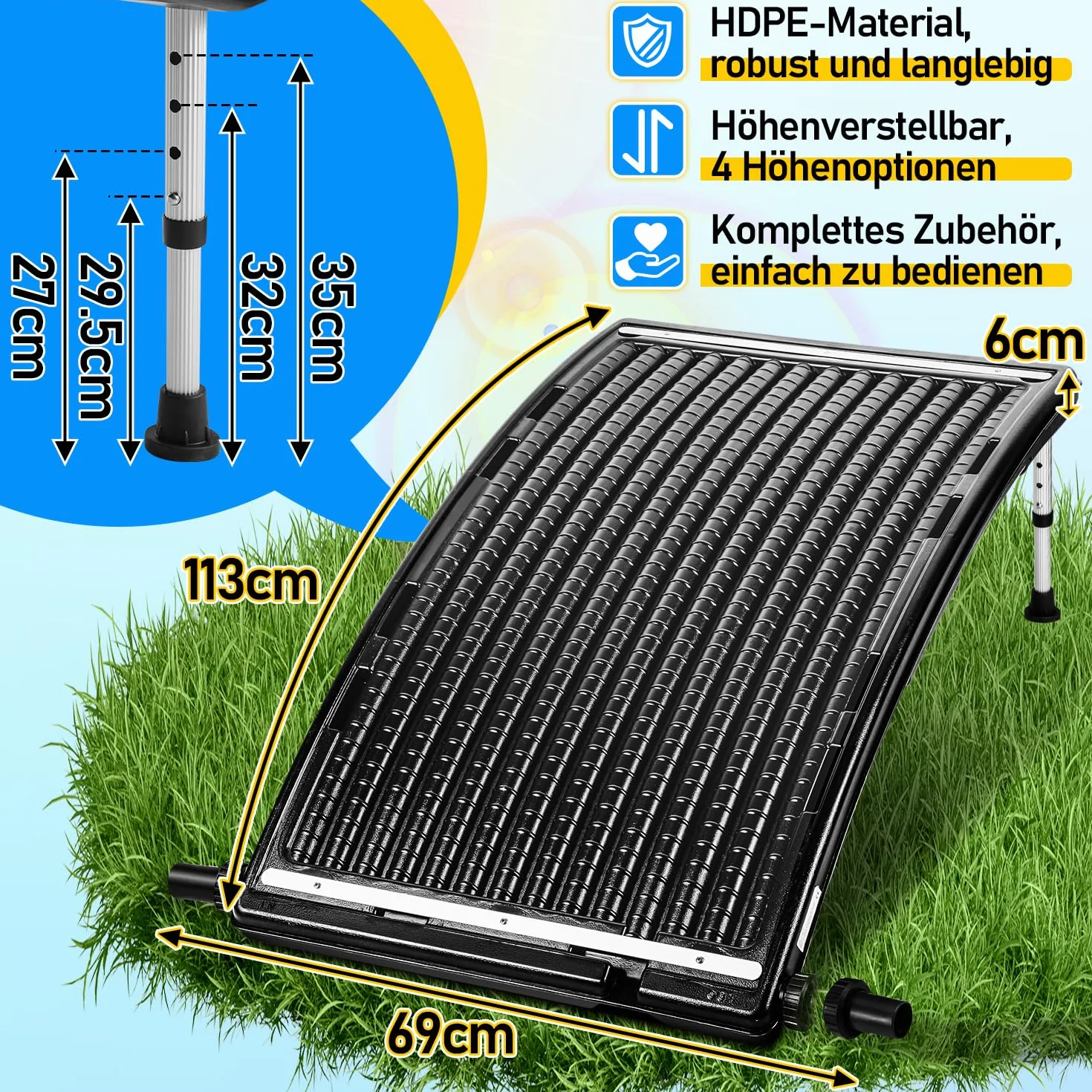 Chauffage Solaire pour Piscine 113 x 69 x 35 cm