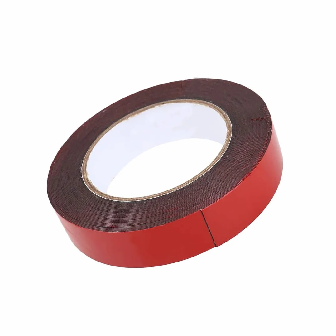 Unifizz Ruban adhésif double face en mousse rouge 10 m x 25 mm x 0,5 mm