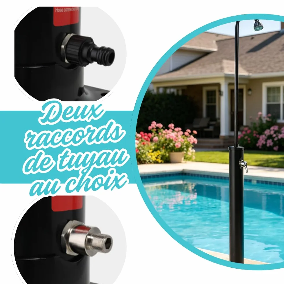 Bonnlo Douche Solaire 10L Exterieur avec Pommeau Douchette Robinet Eau Chaude Temperature Reglable Jardin Plage Piscine