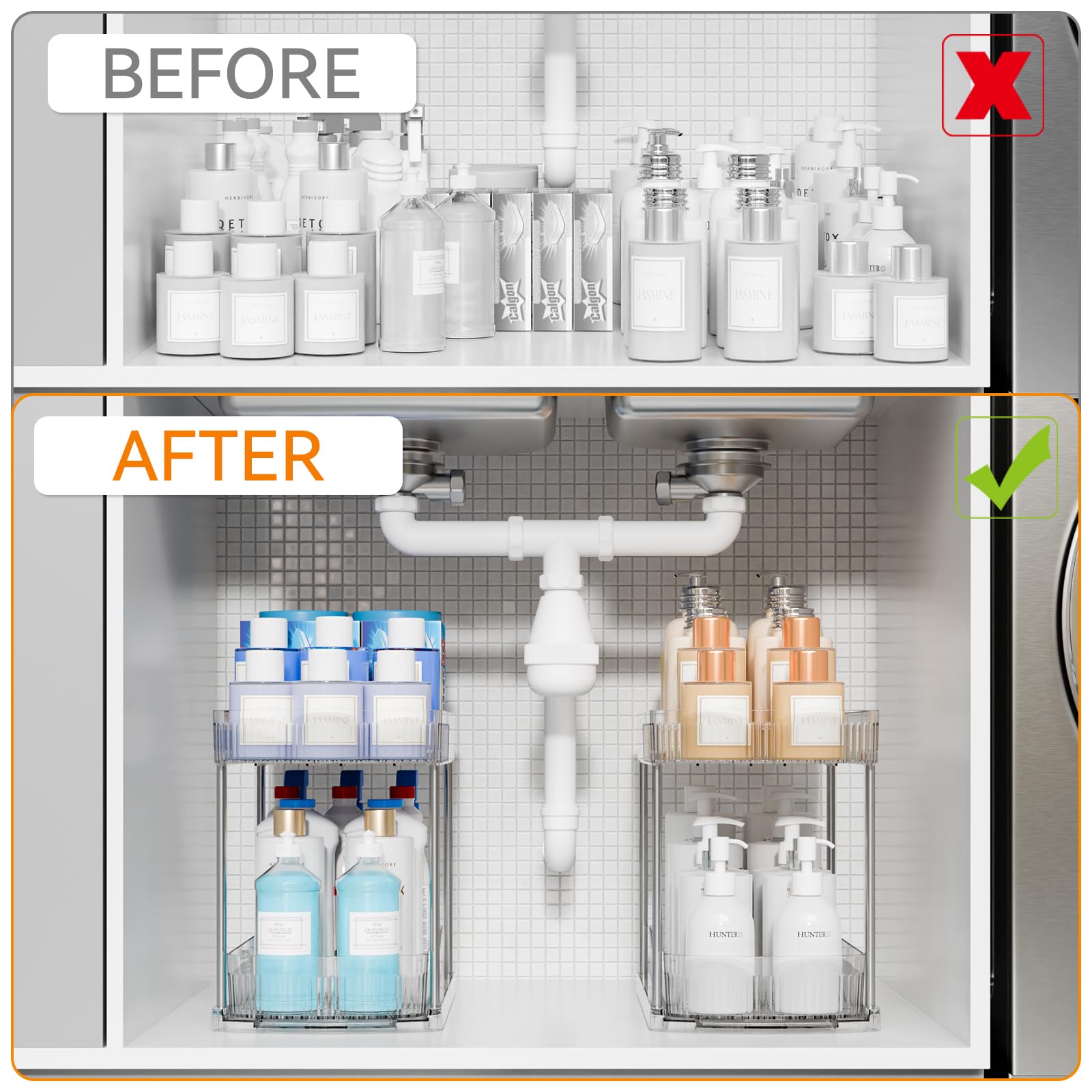 Clear Acrylic 2-Tier Pull-Out Under-Sink Organizer