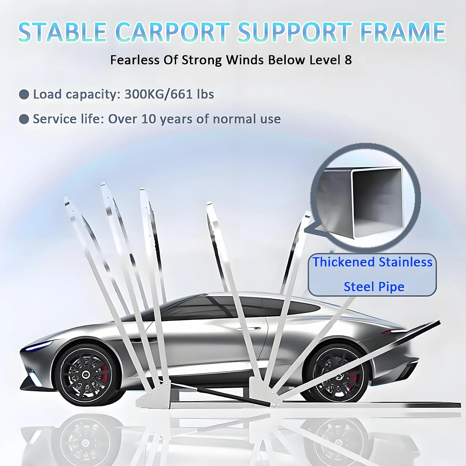 Abri De Voiture en Acier Inoxydable, Carport Car Shelter, Auvents pour Voitures,Garage Pliant Voiture Exterieur, Abri Robuste Et Durable (Gris 5,9 * 2,7 * 2,45 M) (5.9 x 2.7 x 2.45 m)