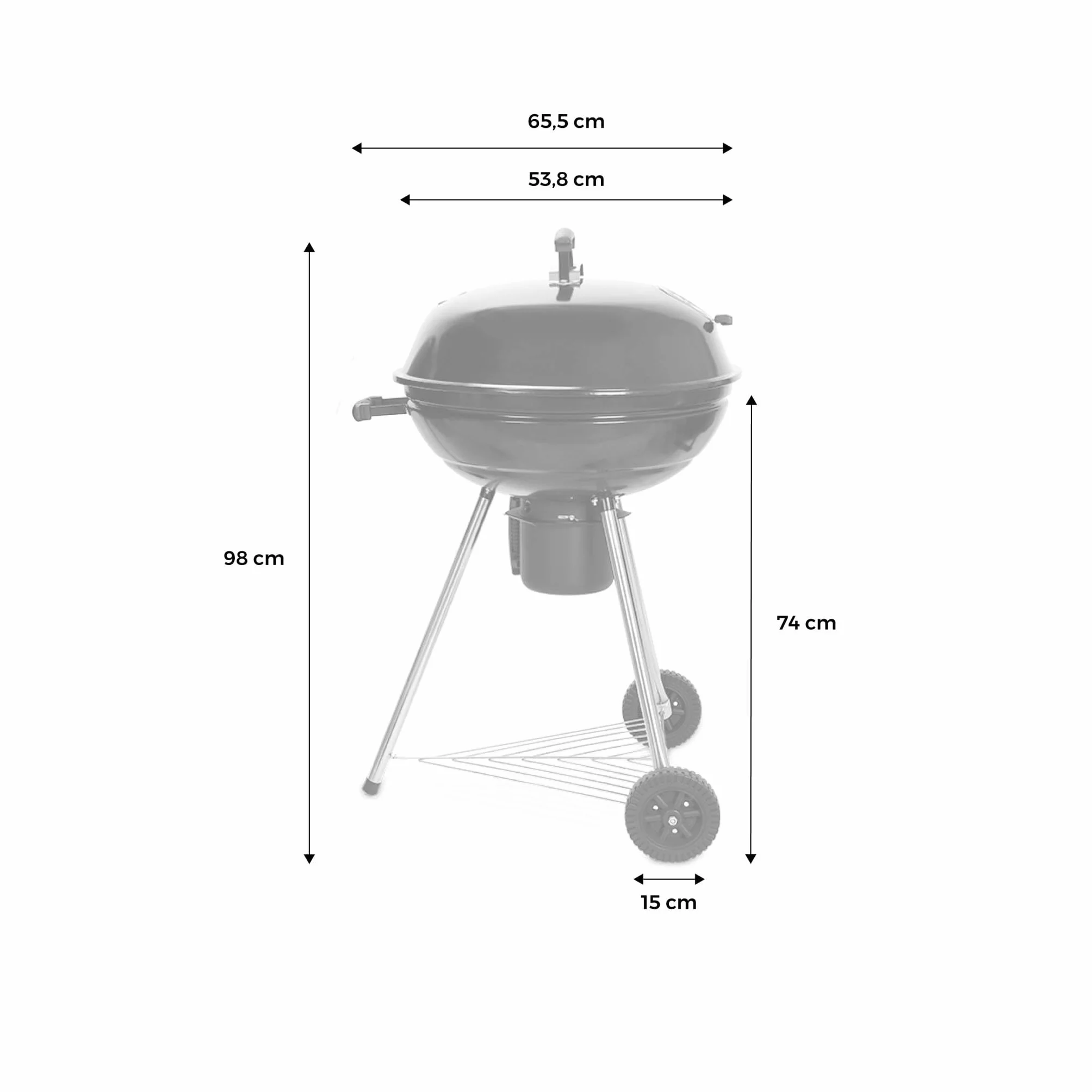 Alice's Garden - Barbecue charbon de bois Ø57cm - Georges - Noir émaillé. barbecue avec aérateurs. émaillé. fumoir. récupérateur de cendres