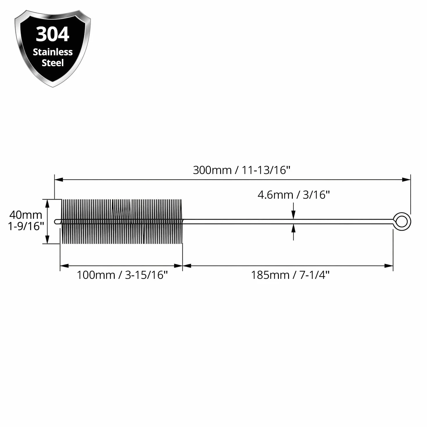 Lot de 2 Brosses pour Tuyau de Poêle Ø 40mm x 30cm – Goupillon de Ramonage Fil d'acier Cheminée Poêle à Granulés