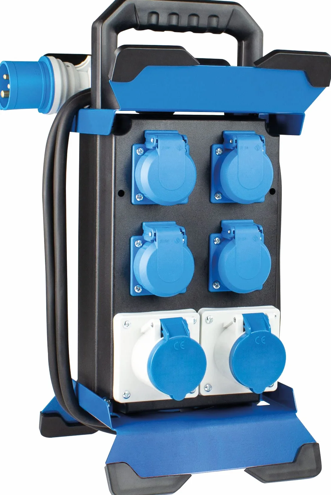 Schwabe Répartiteur électrique portable CEE Stecky 14, fiche CEE + 4 prises de protection + 2 prises CEE, boîte de distribution mobile