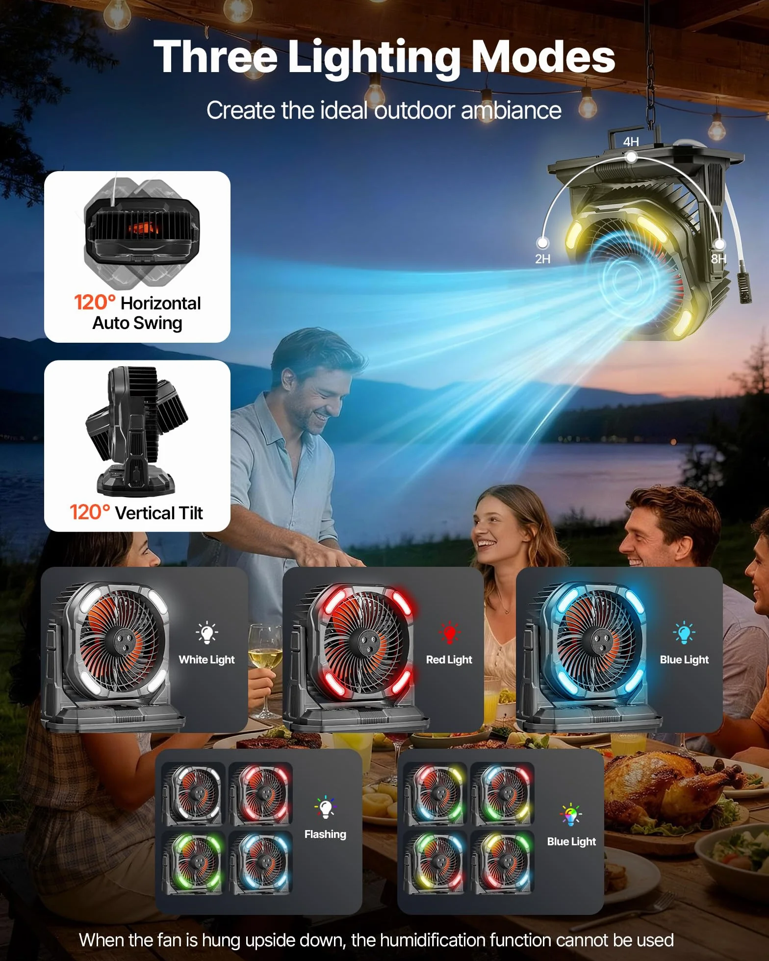 VEVOR Ventilateur Brumisateur sur Pied 2700 tr/min 9 L 4 Vitesses 5 Modes Éclairage Batterie 10000 mAh