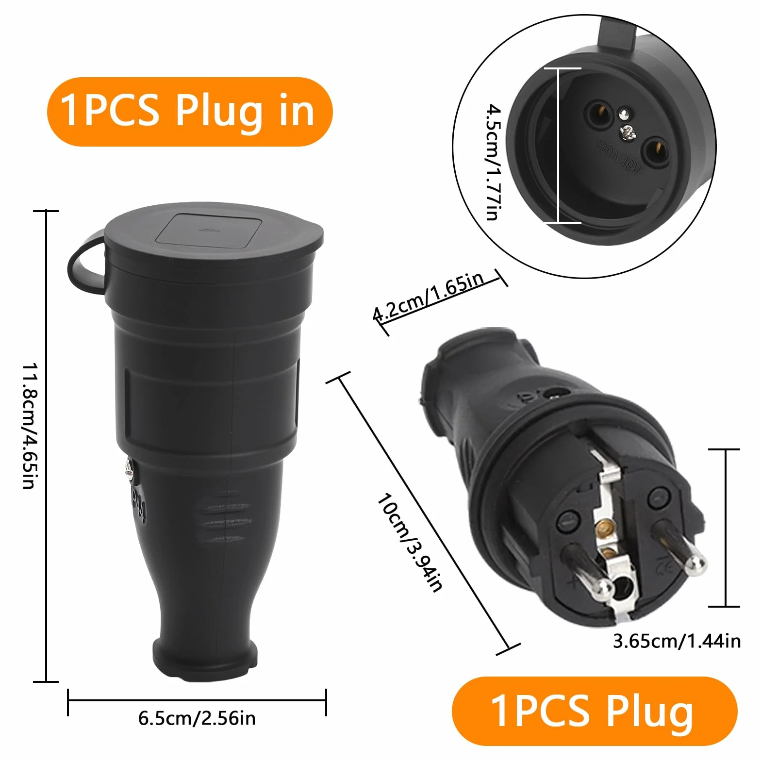 TNSLAND Schuko Plug et Connecteur IP44 250V 16A Fiche Mâle Prise Électrique