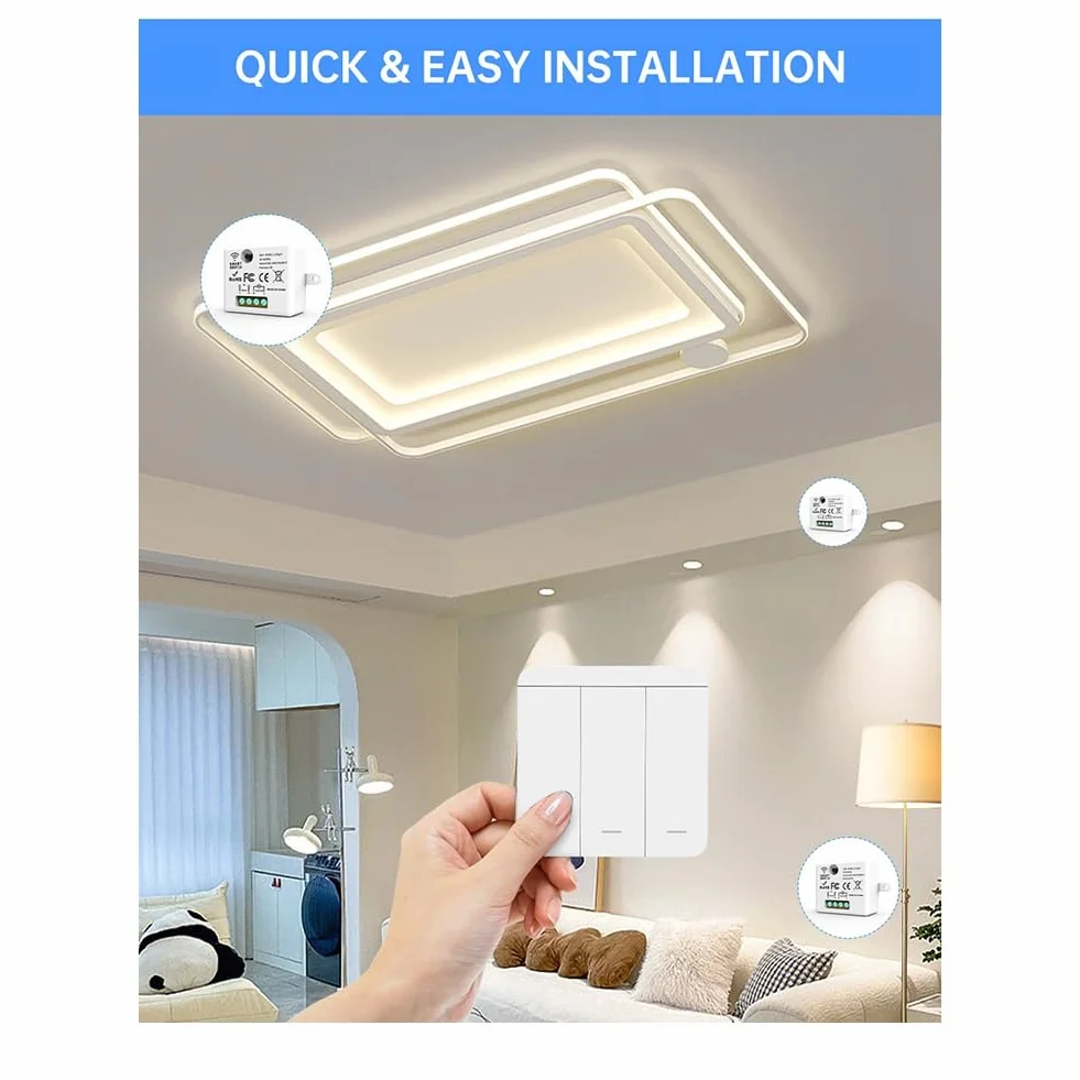 Interrupteur Mural Sans Commutateur 433Mhz Relay Receiver 3Gang LED Télécommande pour Lampe LED