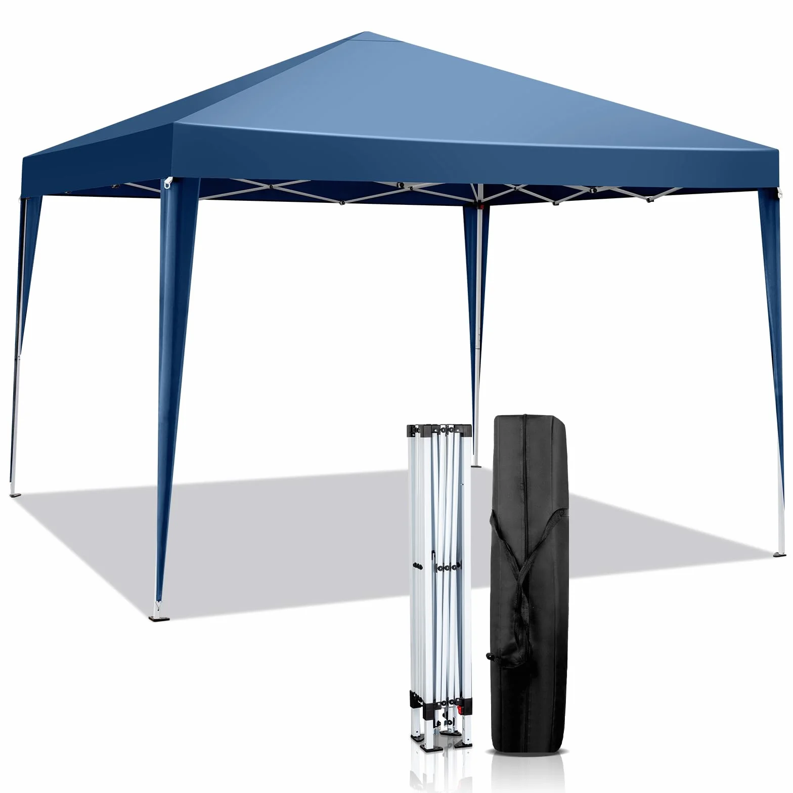 3x3m Tonnelle de Jardin Pliable Aluminium Imperméable Tente de Reception avec aux UV Pavillon Bleu Bâche PE Epaisse de env pour Fête Marriage Les Activités Commerciales (Bleu)