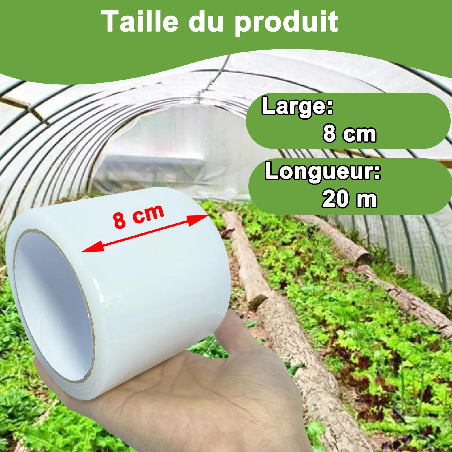 Ruban de réparation de serre imperméable 8 cm x 20 m résistant aux UV