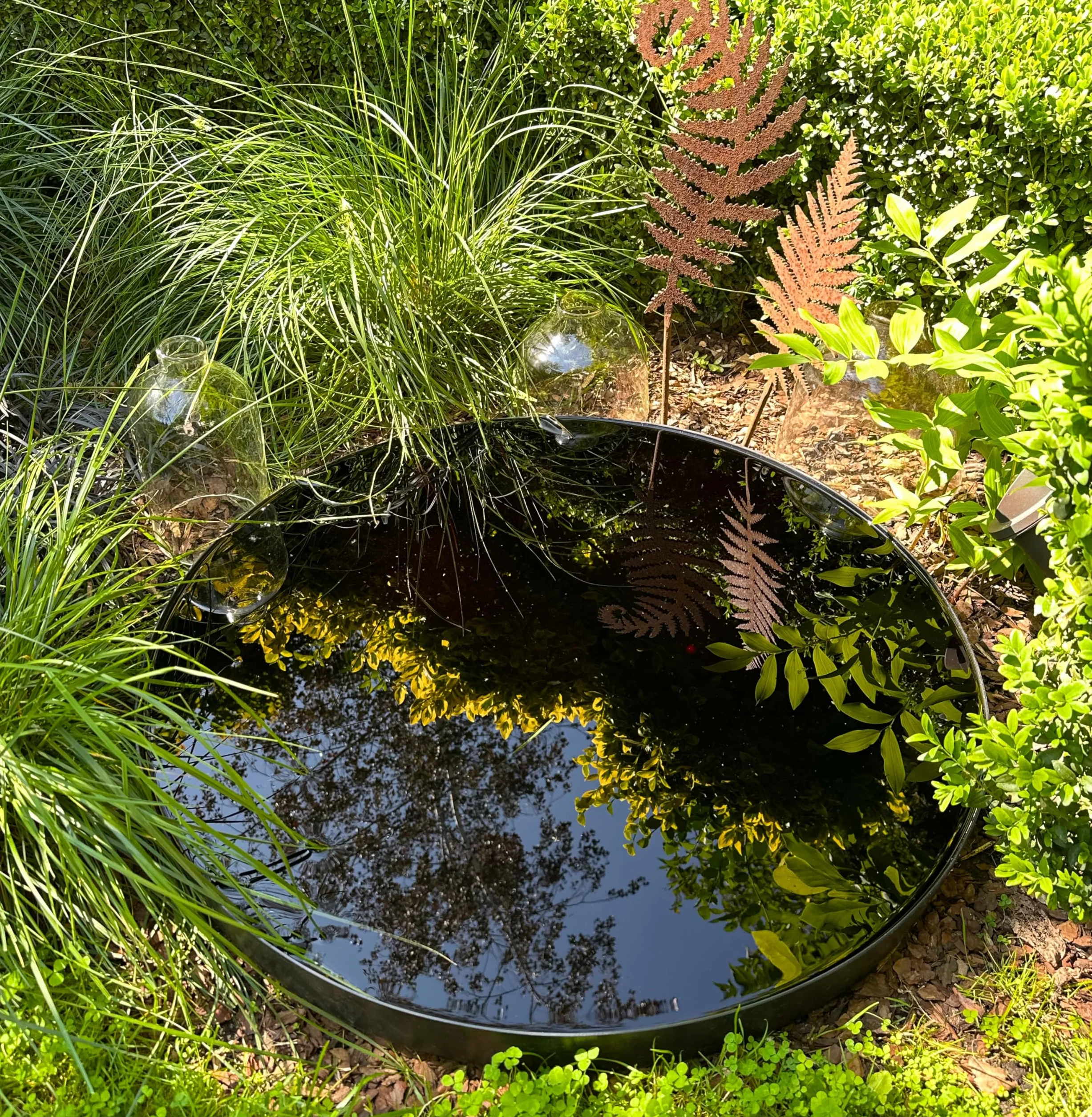 Bassin de Jardin Rond 80, Miroir d'Eau Décoratif pour Terrasse et Pelouse