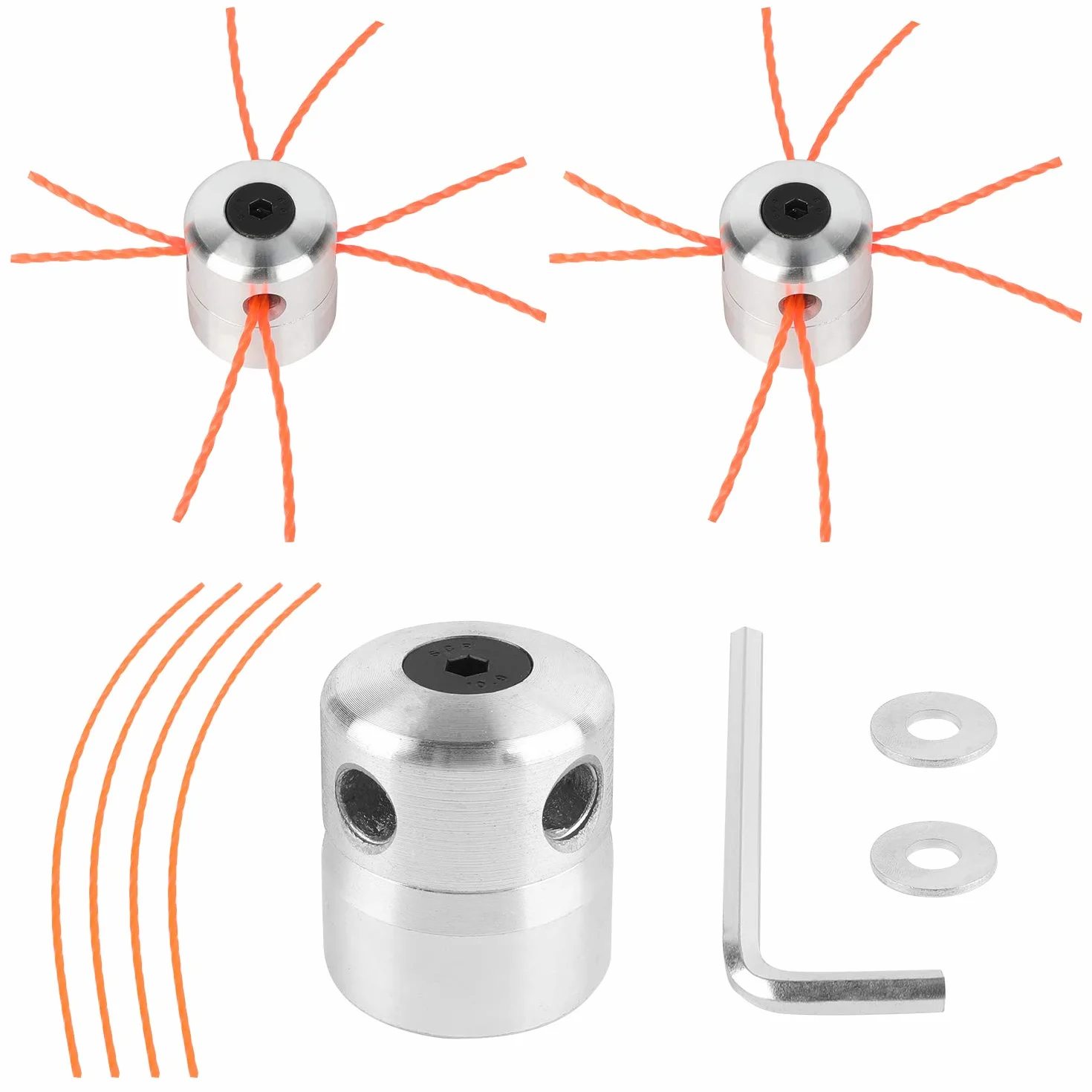 Viabrico 2X Tête de débroussailleuse universelle en aluminium tête de coupe-herbe fil nylon M8 M10