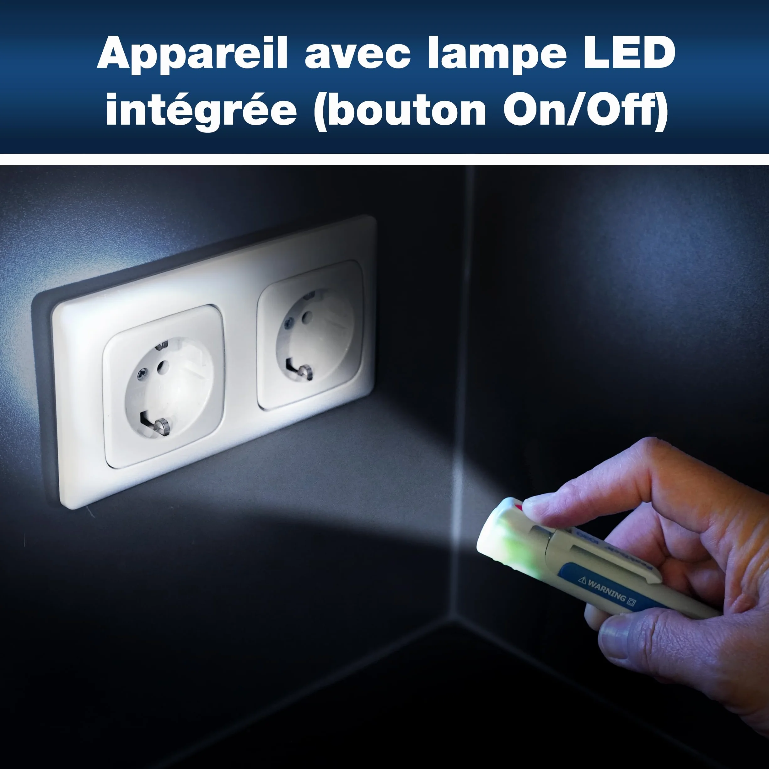 Peak Tech P 1030 Détecteur de Tension Alternative Sans Contact 50-1000 V AC Lampe LED Testeur Signal Acoustique Visuel 157x26 mm