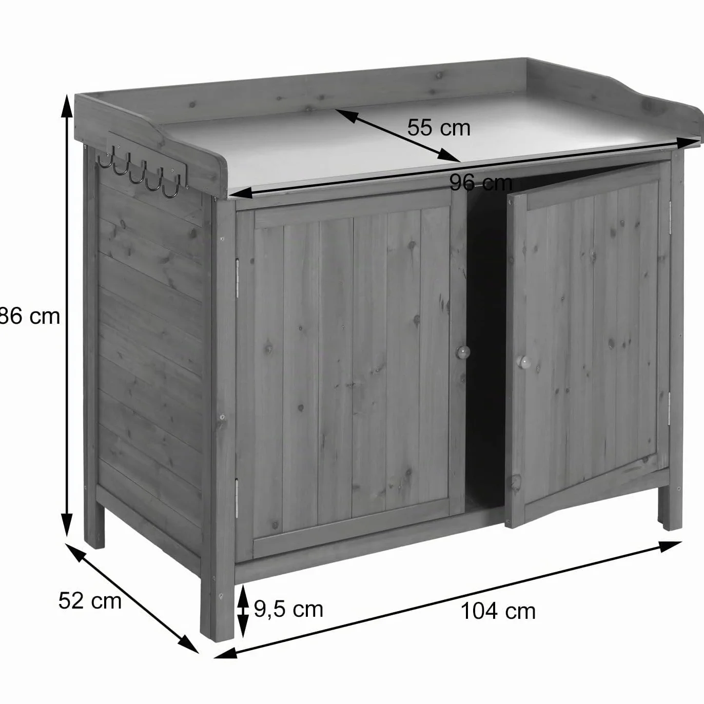 Meuble de Jardin avec Plan de Travail HWC-L69 86x104x52cm Marron