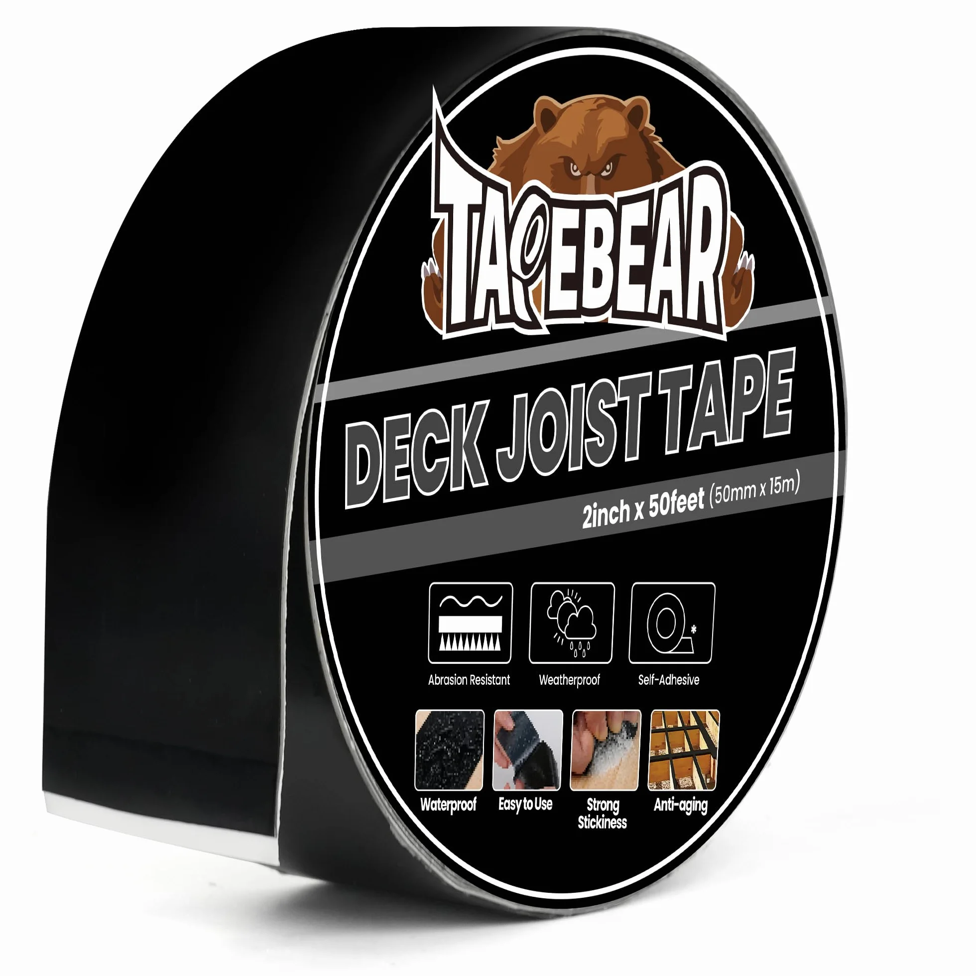 TAPEBEAR Ruban Butyle Super Étanche 50mm×15m Ruban de Réparation Toit Terrasses en Bois