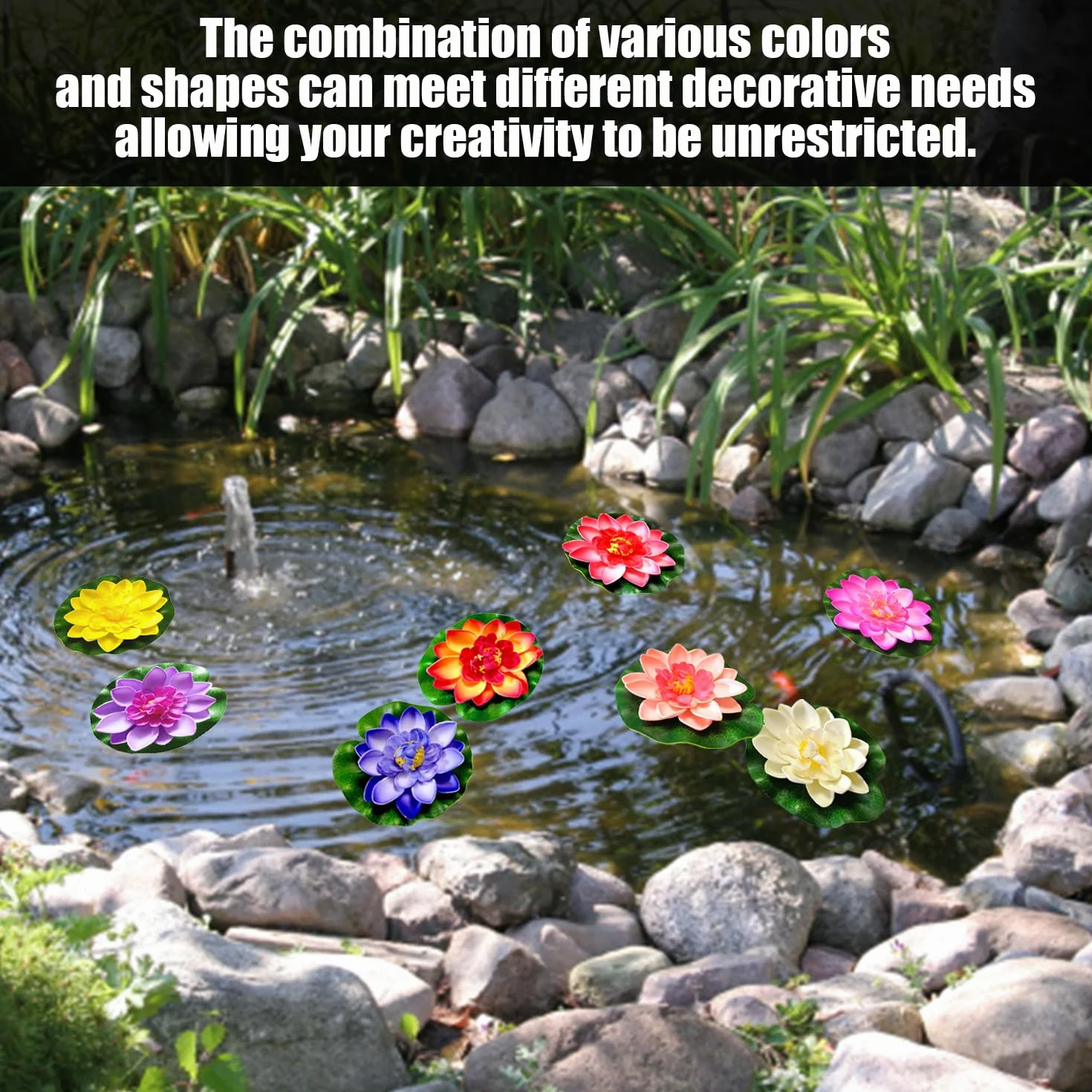 8 fleurs de lotus artificielles, décoration de piscine, fleurs de lotus, décoration de plantes artificielles, décoration de bassin en plein air, plantes de piscine flottantes