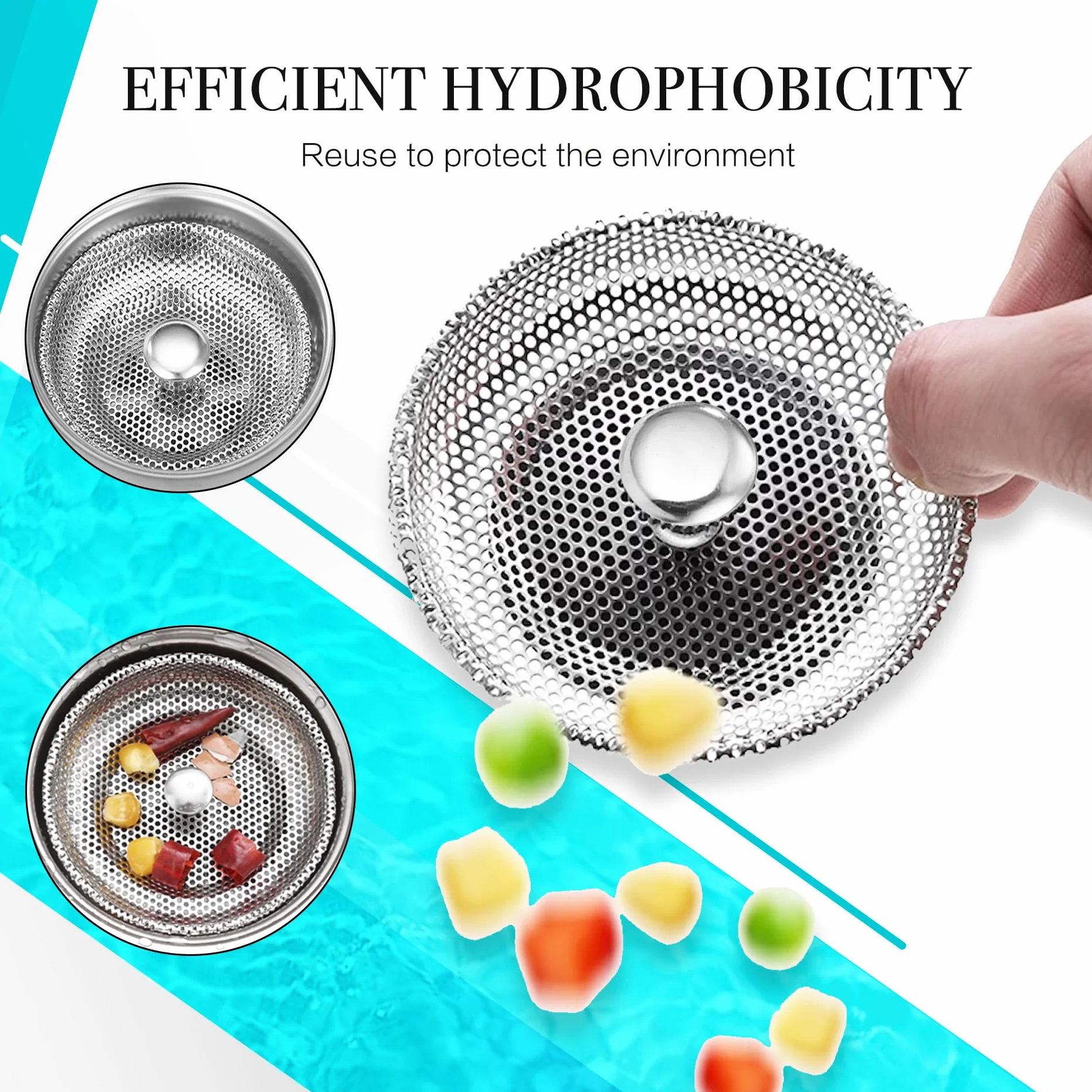 Filtre Evier Cuisine Acier Inoxydable Bouchon Panier Crépine Vidange Diamètre 8cm