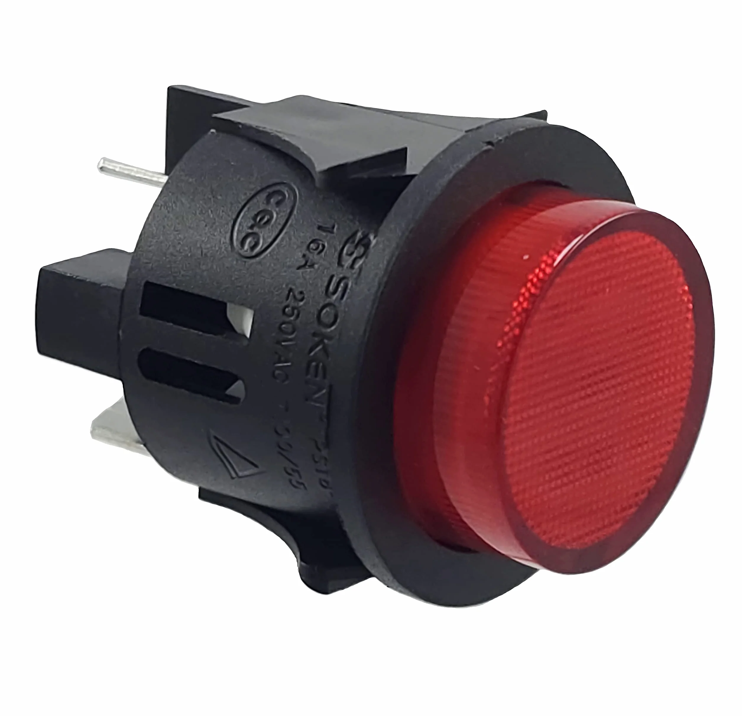 Interrupteur de poussée PS18-16 encastré ø 25 mm 250 V 16 A rouge éclairé