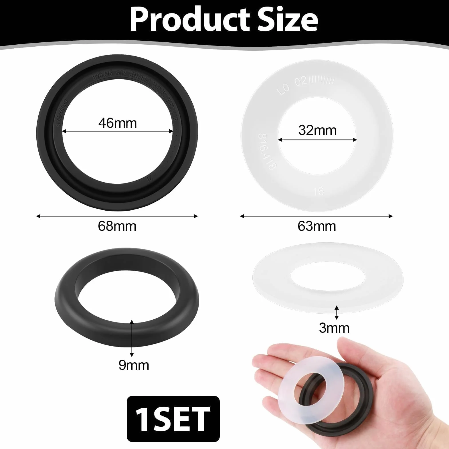 Geberit Joint Réservoir Ø63 x 32 mm Ø68 x 46 mm Pièces pour 816.418.00.1 818.109 240.282.00.1 890.615