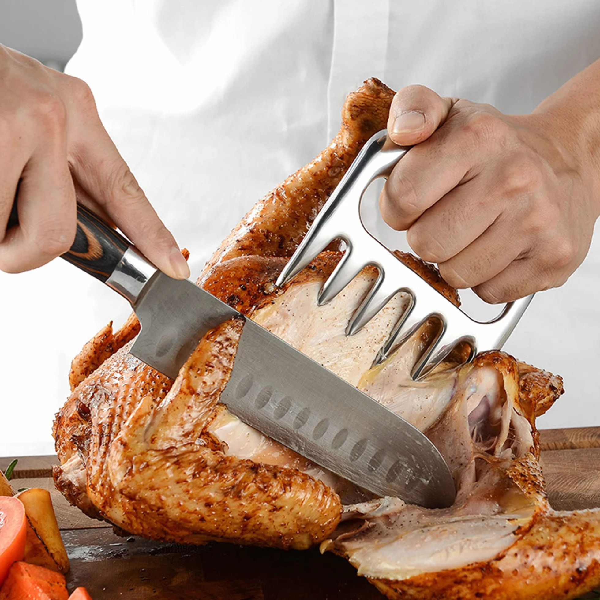 Griffes d'ours pour barbecue, vaisselle de barbecue en acier inoxydable antirouille, patte d'ours pour couper la viande, très appropriée pour tirer du porc (Acier inoxydable)