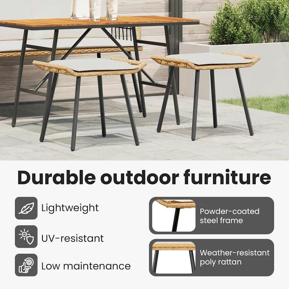 Tabourets de jardin 2 pcs Naturel 50x40x45 cm Rattan synthétique