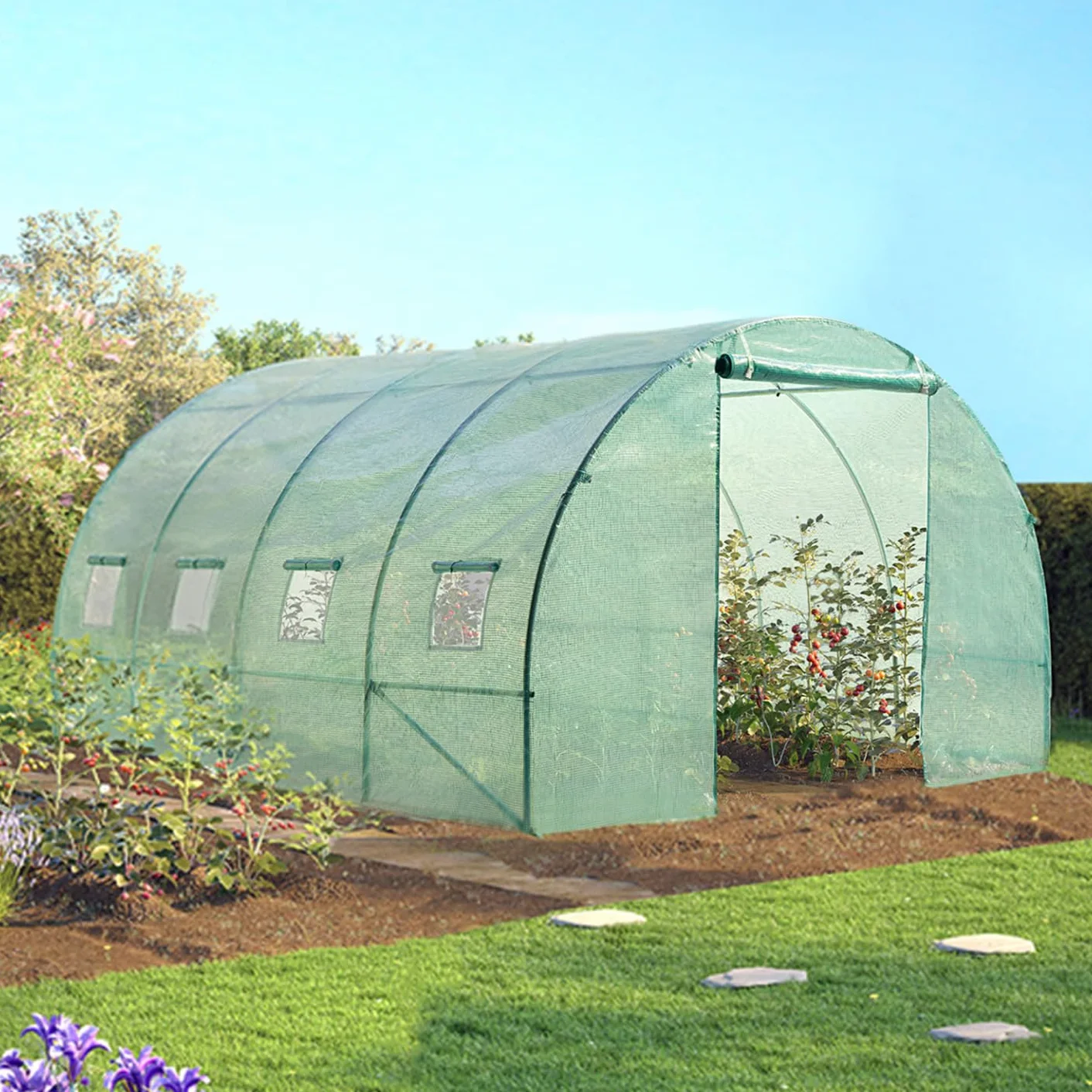 IDMarket - Serre Tunnel de Jardin 12M² Verte Gamme maraîchère Zebra 4x3M