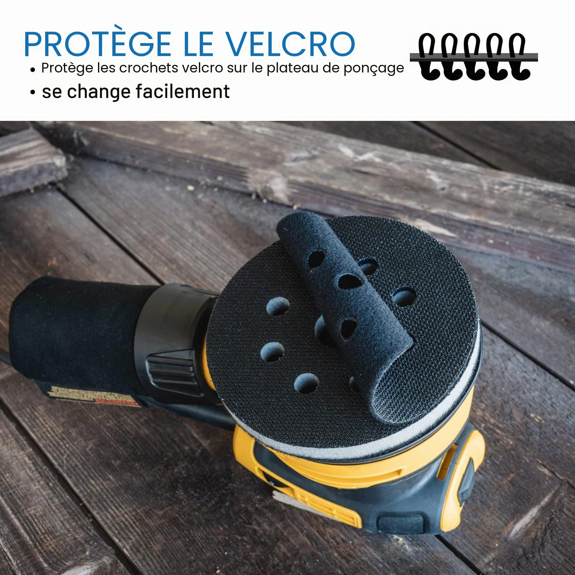Protection pad auto-agrippante 125mm 8 trous plateau ponçage polissage DFS