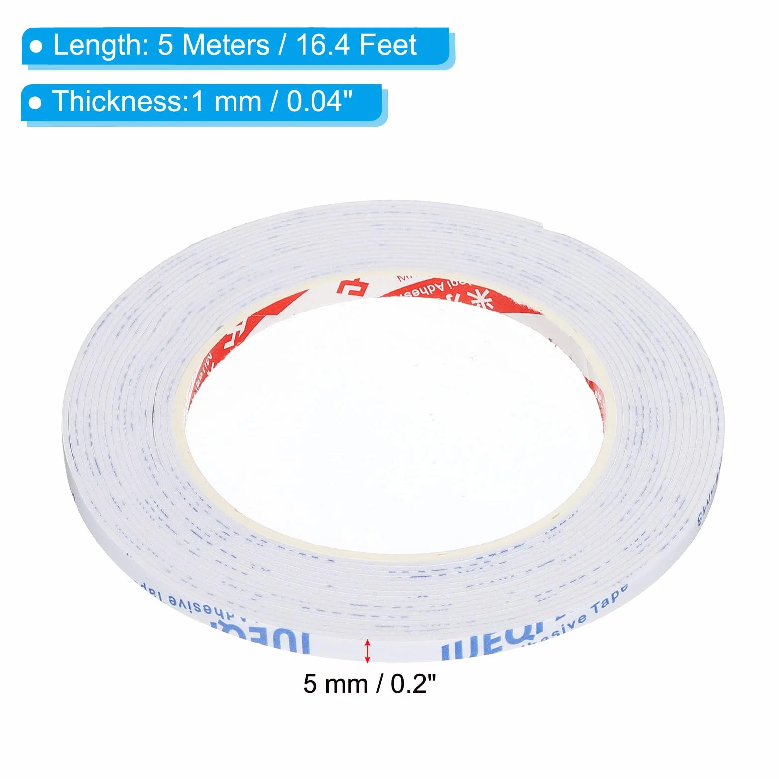 PATIKIL Ruban en Mousse d'Étanchéité 5m 2 Paquets 5mmx1mm Bande Adhésive Simple Face Portes Fenêtres Isolation Tuyaux Blanc