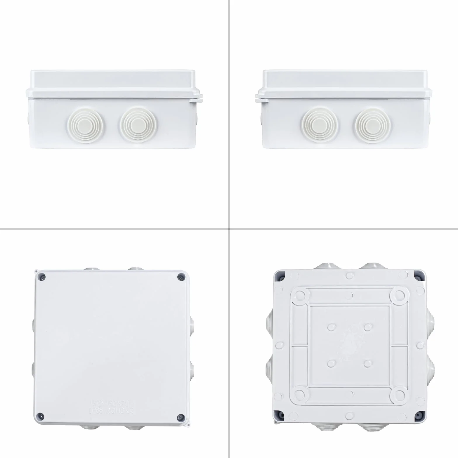 Boîtes de dérivation en saillie IP65 étanche 150 x 150 x 70 mm Blanc Lot de 2