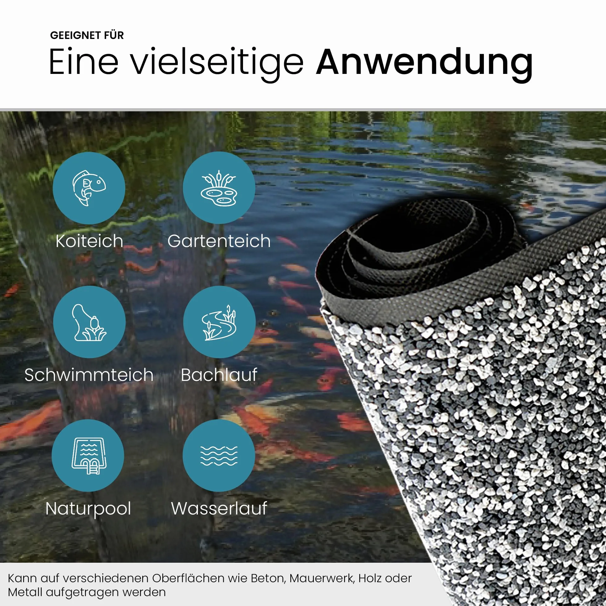 TeichVision Bâche en pierre bord de bassin 1 m x 4 m anthracite