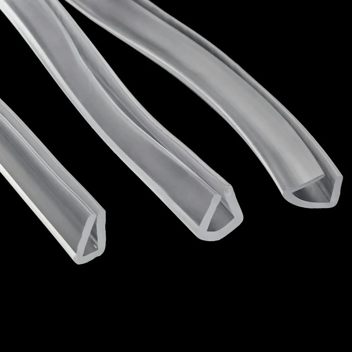 Bande d'étanchéité en caoutchouc Transparent 2 mètres, canal en U, coupe-froid 10x6mm pour porte de douche en verre