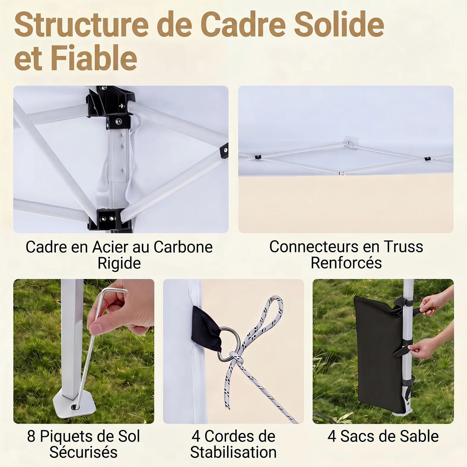RELAX4LIFE Tonnelle Pliante 3x3 Imperméable, Barnum Pliant Facile à Monter, Protection Solaire UPF50+, Tissu Oxford Argenté, Cadre Métallque, Sac Inclus, Gazebo 3x3 pour Terrasse Marché Camping(Blanc)