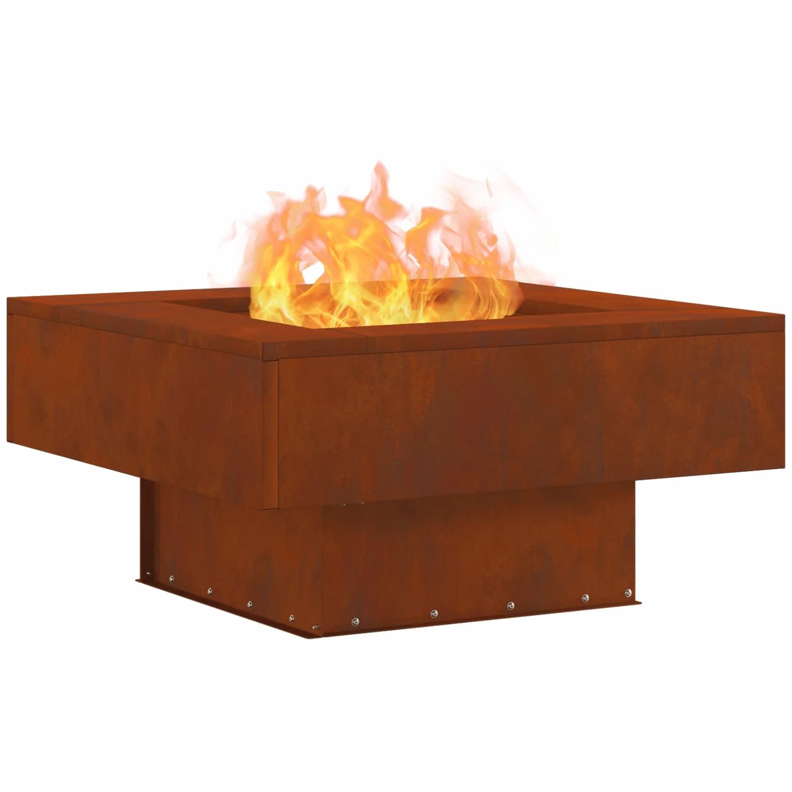 vidaXL Braise Marron 60 x 60 x 30 cm Acier patiné, Brasero de Patio Moderne et stylé, carré, Parfait pour se détendre en extérieur, déco Durable et Chauffage