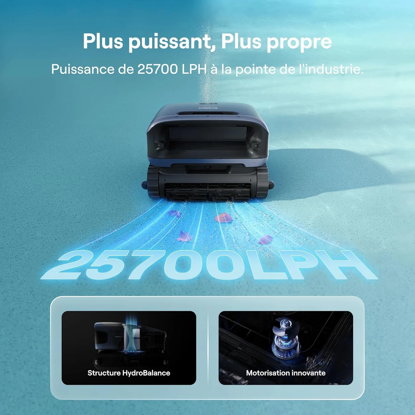 Beatbot Sora 70 Robot Piscine, aspirateur Piscine 4-en-1, 25700 LPH, stationnement Intelligent Surface de l'eau, capacité 6 L pour débris, Batterie 10000 mAh, pour piscines jusqu'à 300 m², Bleu