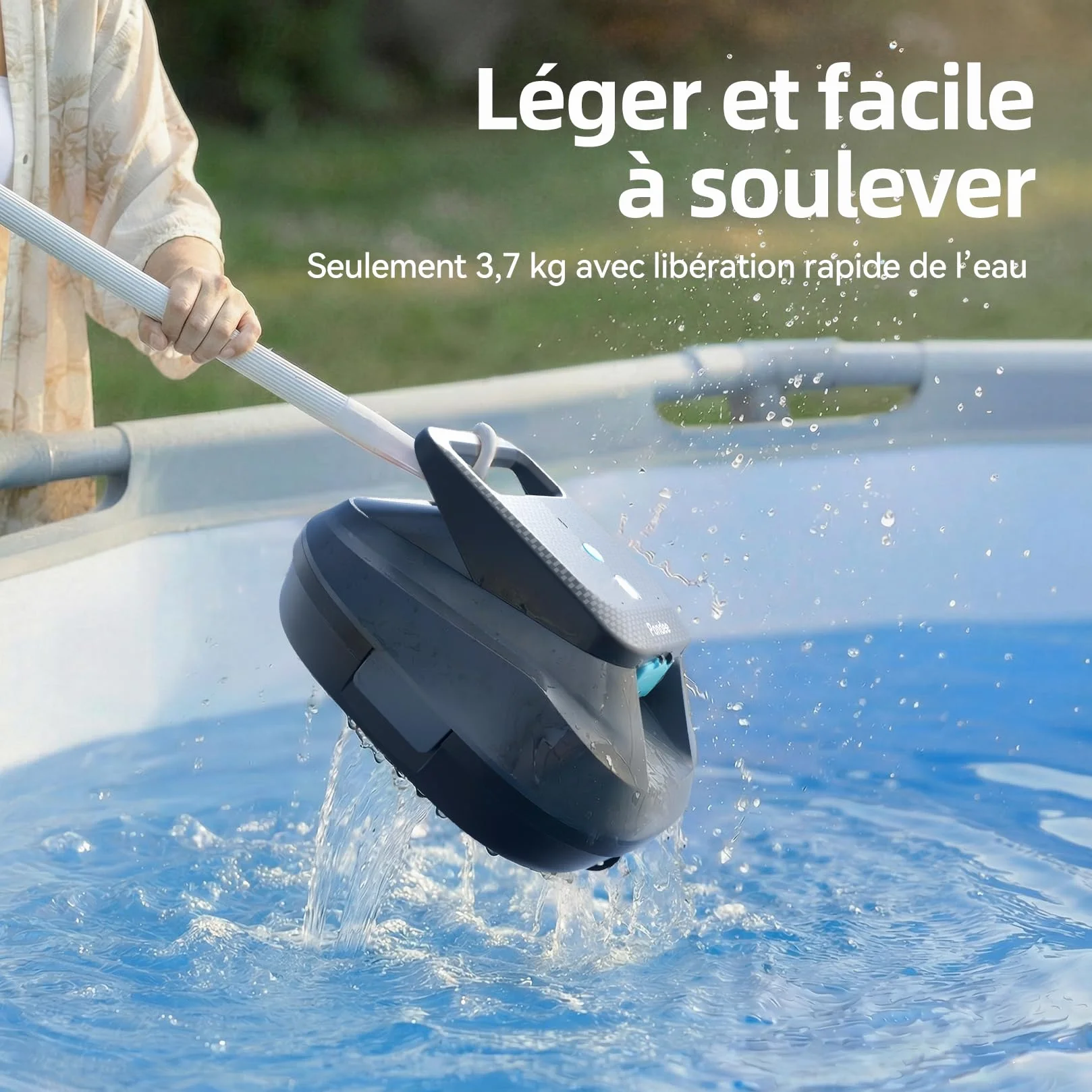 Pondee X2 Robot Piscine sans Fil 200 Min Autonomie Aspirateur Piscine Hors Sol 120 m²