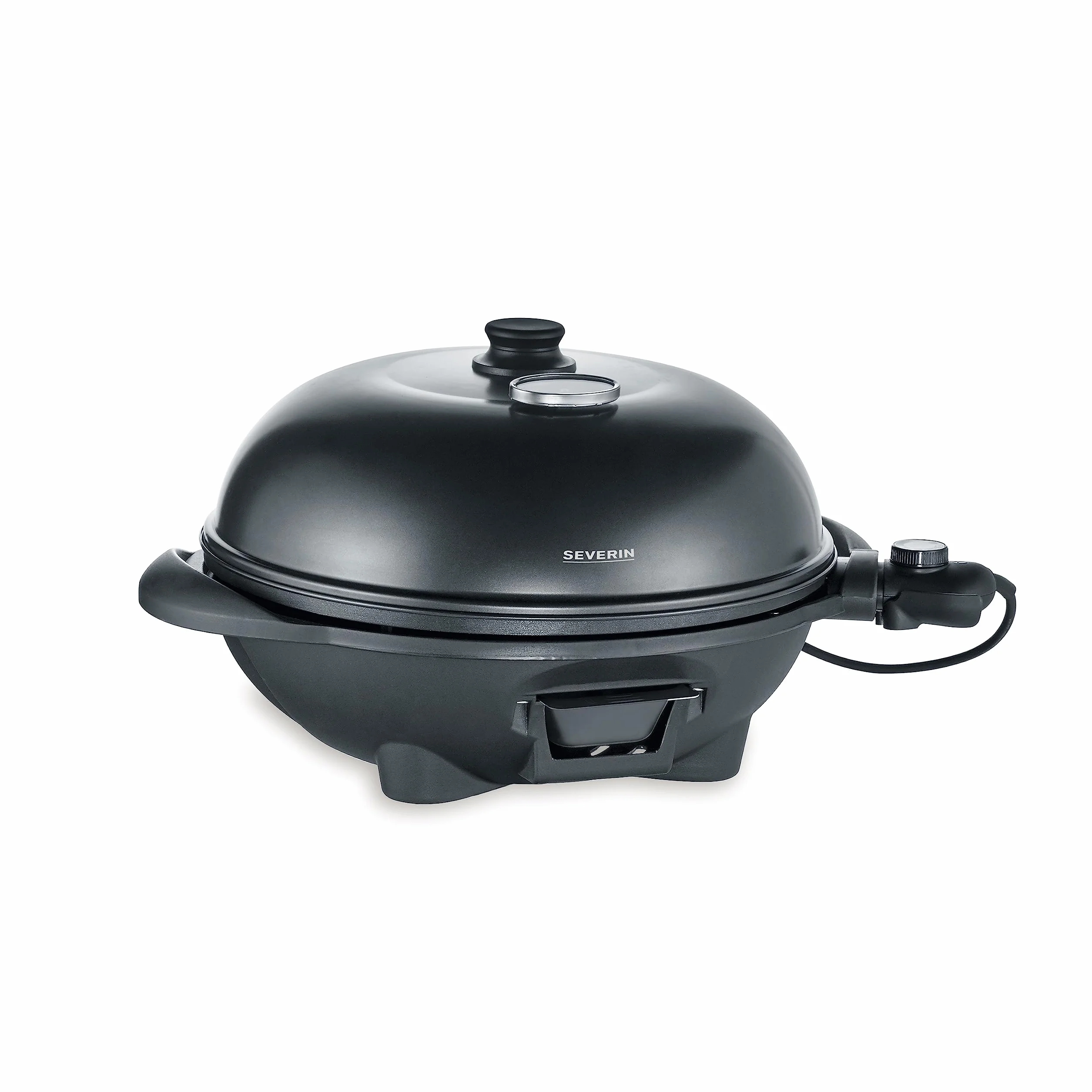 SEVERIN Barbecue électrique 2000 W grille fonte aluminium sur pieds couvercle thermomètre eBBQ noir PG 8541