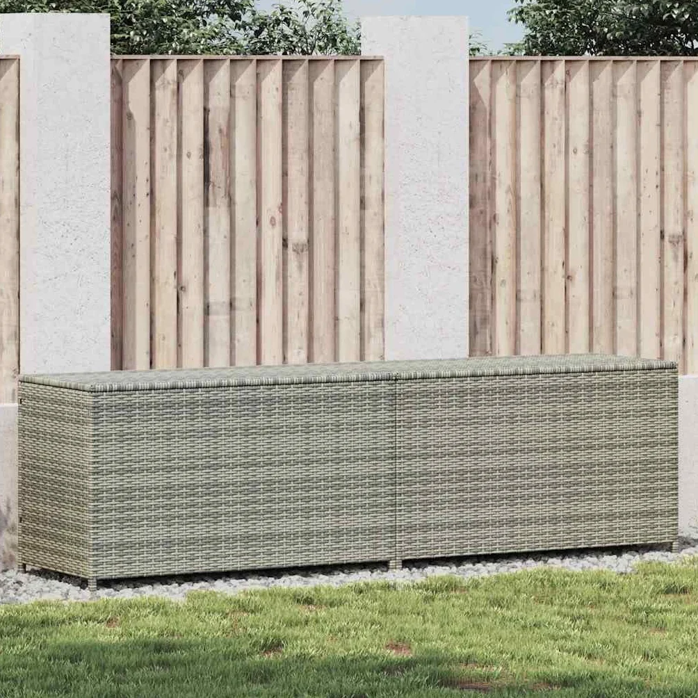 vidaXL Coffre de Rangement Jardin Résine Tressée 200x50x60 cm Gris