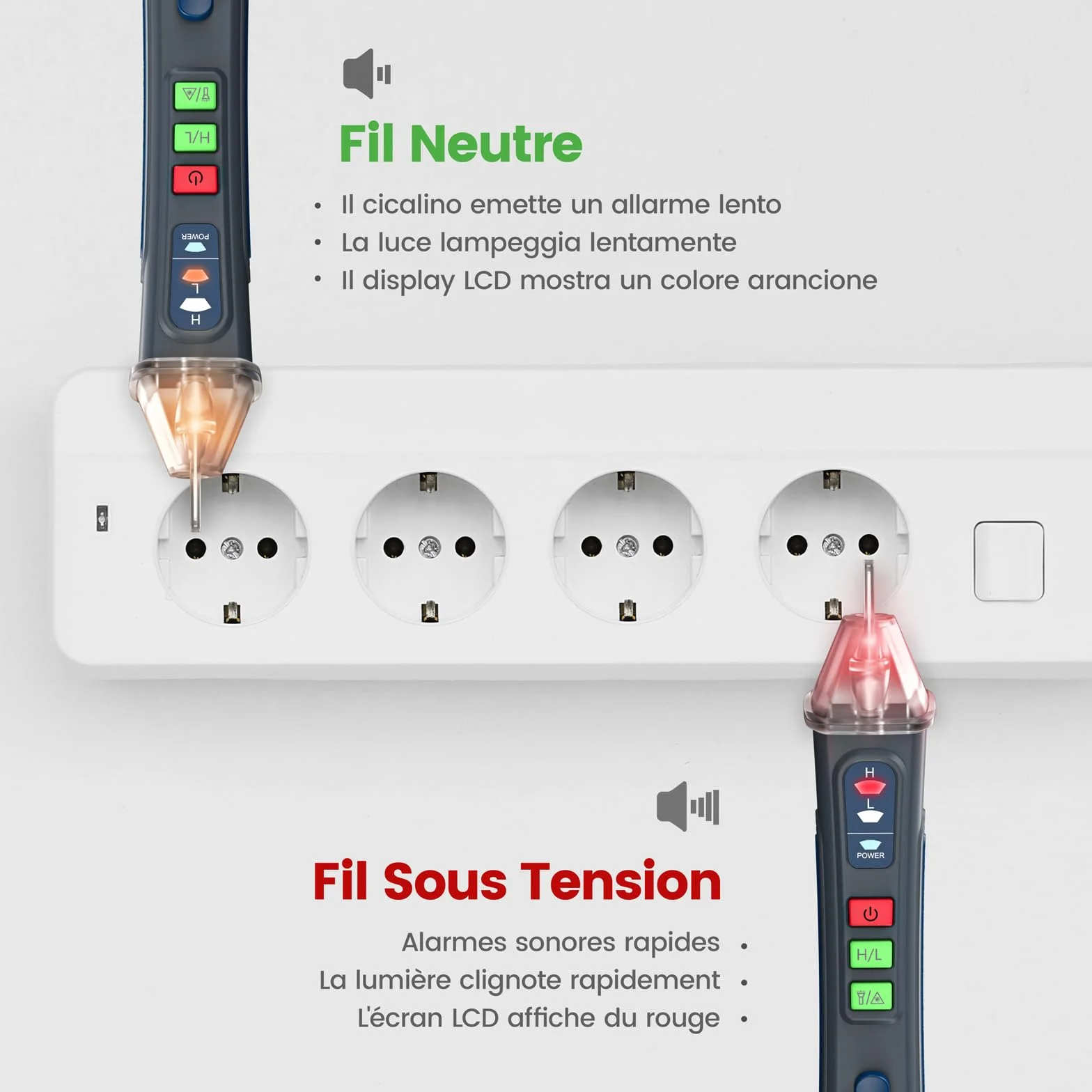 Détecteur de Tension sans Contact 12V~1000V, Testeur Électrique avec Buzzer Sonore et Lumineux, Venlab
