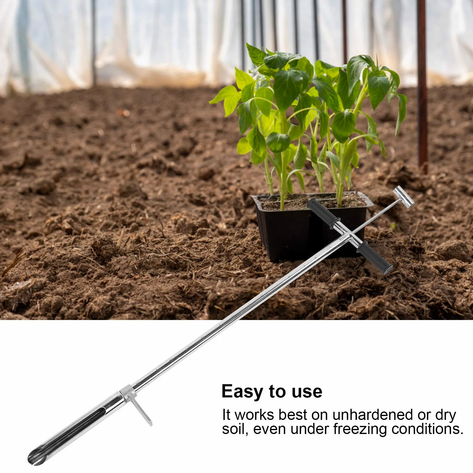 Fournitures de Ferme Tubulaires D'échantillonneur de Sol D'acier Inoxydable D'échantillonneur de Sonde de Sol Avec la Poignée de T-style pour la Pelouse de Jardin